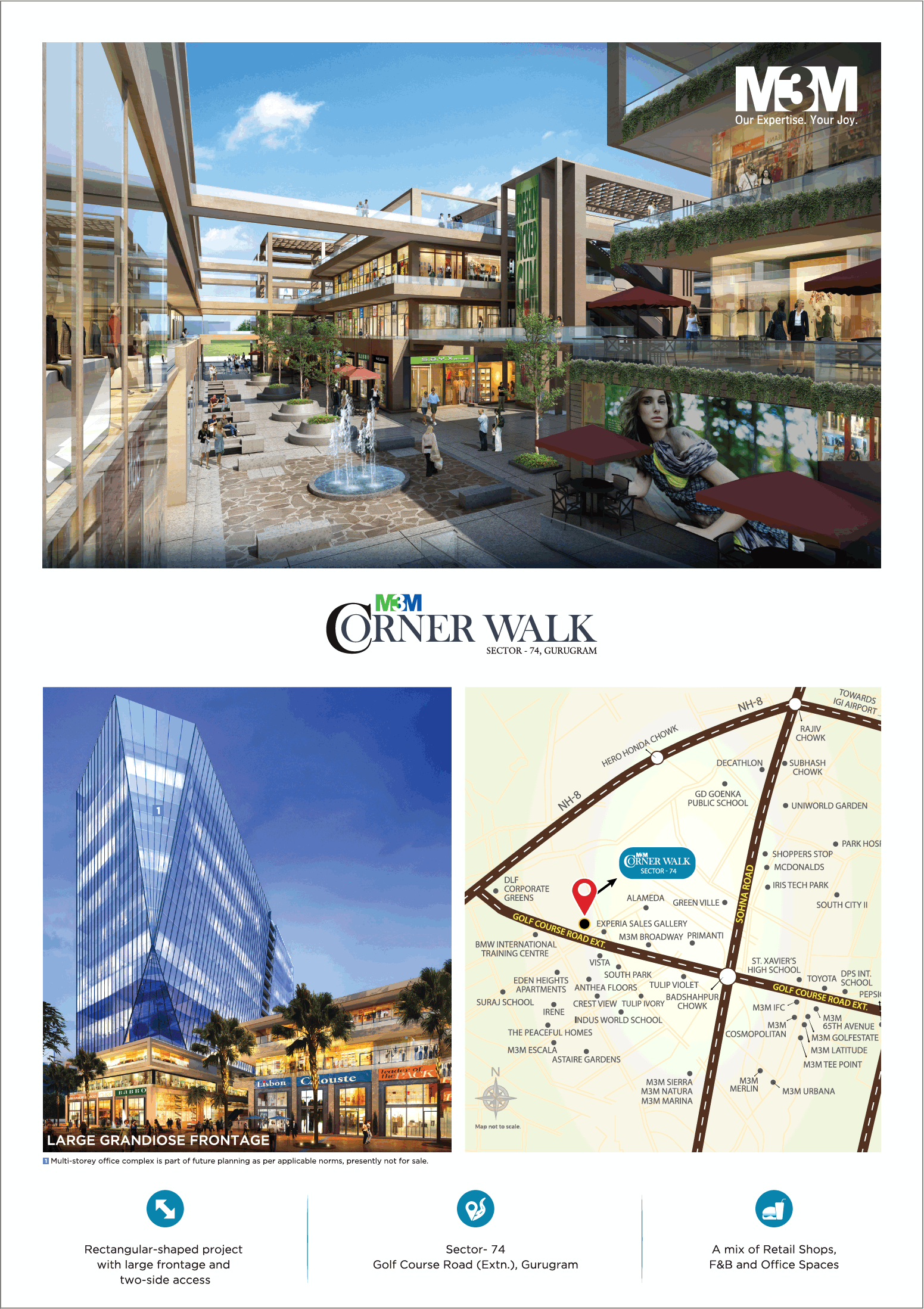 Book a mix of retail space, f&b and office spaces at M3M Corner Walk in Gurgaon Update